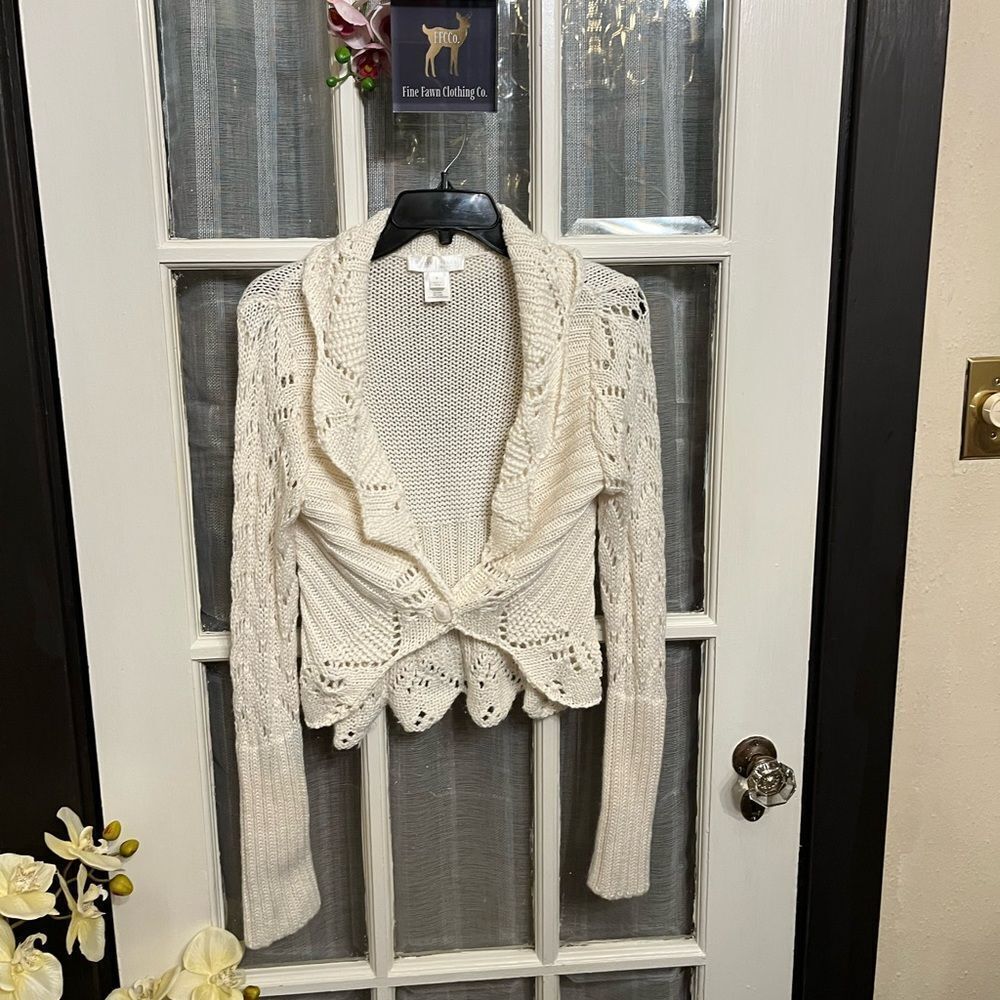 White House Black Market Crochet Wool Blend Sweater
